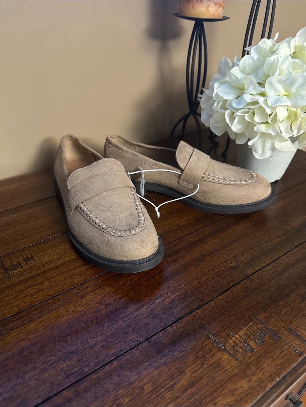 Old Navy Taupe Suede Penny Loafers